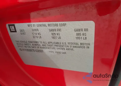 2007 Chevrolet Corvette from USA, damaged, VIN 1G1YY26UX75122937